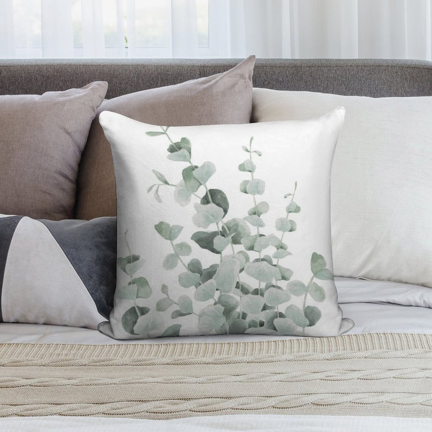 Standing Eucalyptus Leaves Soft Bedroom Essential Throw Pillow