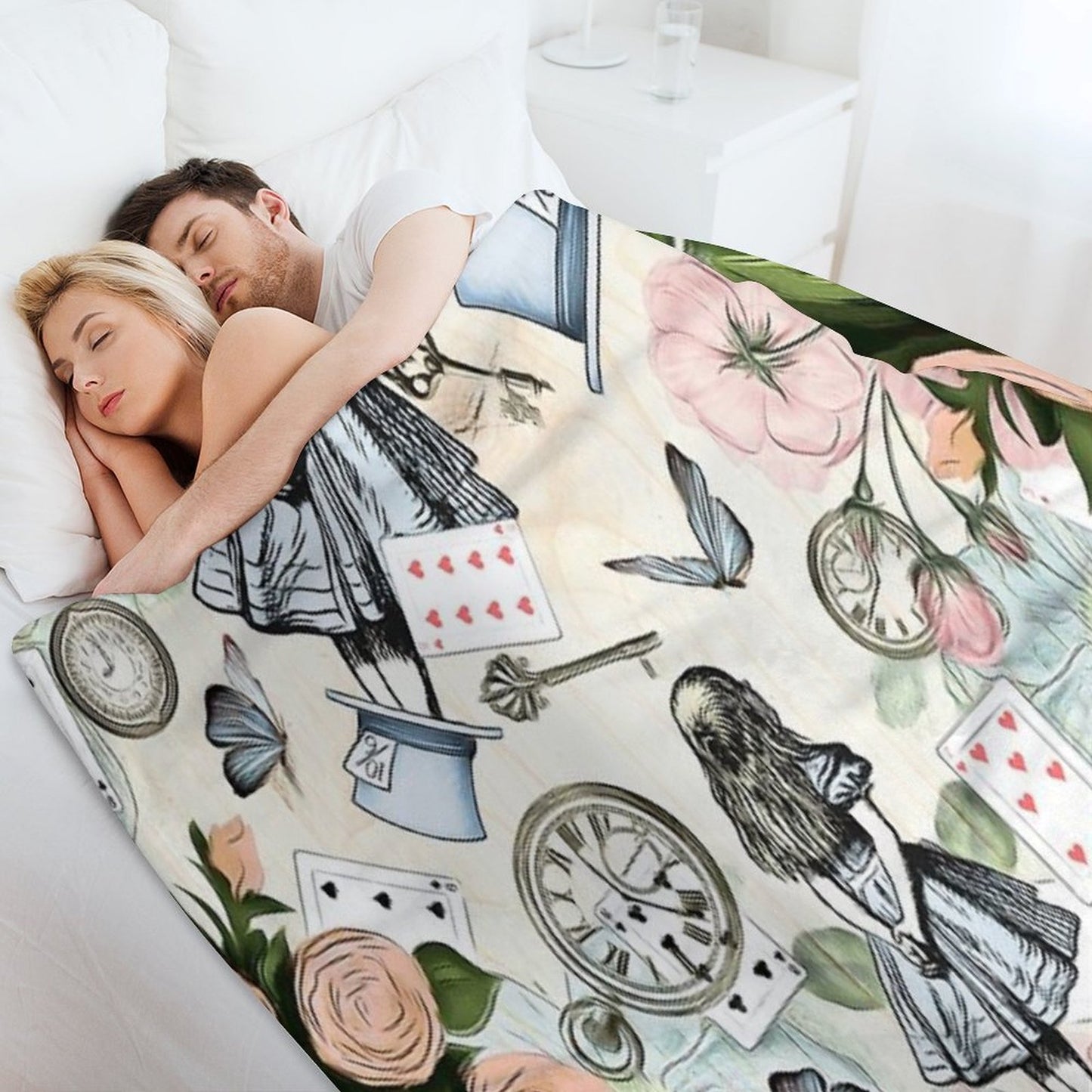 Alice In Wonderland Collage Throw Blanket