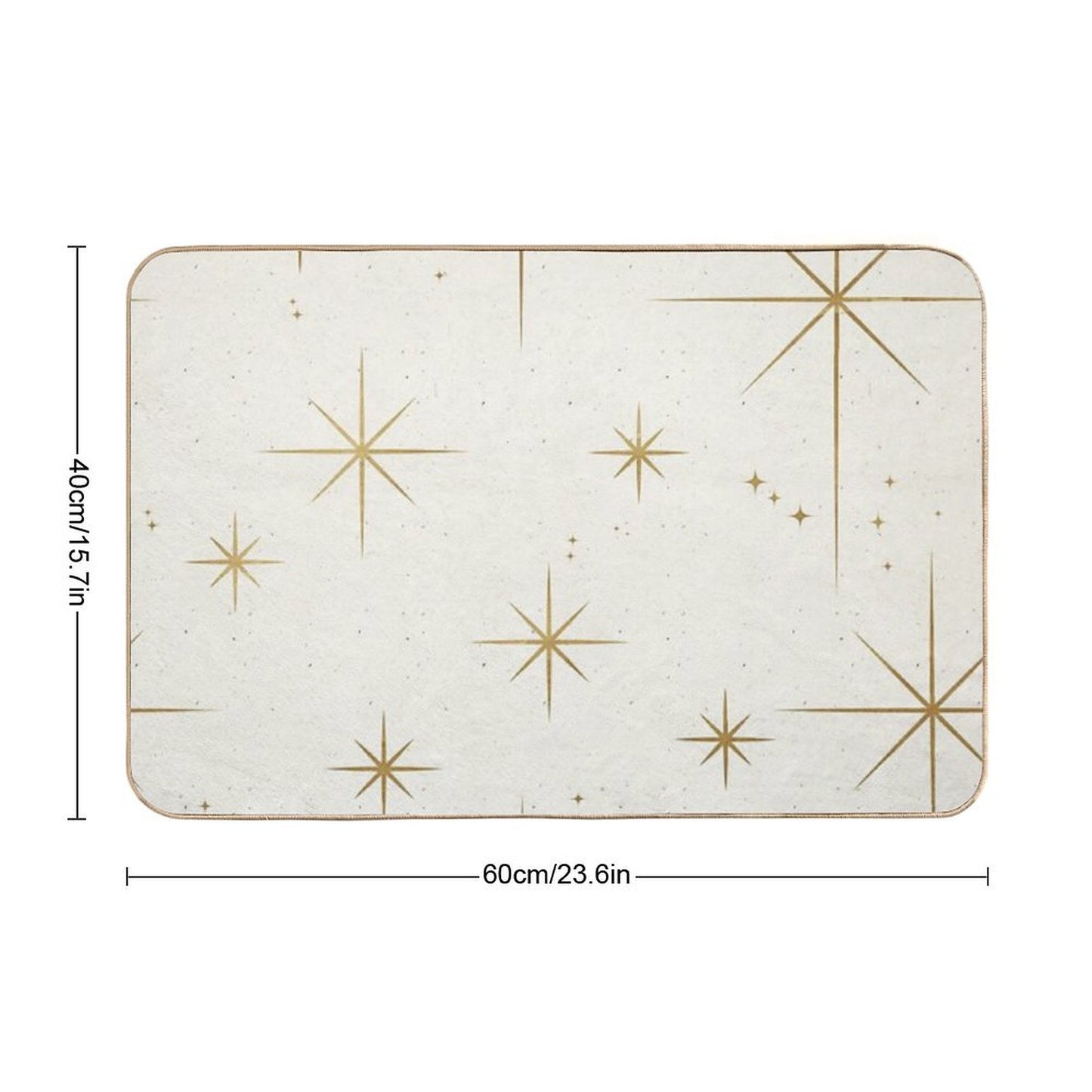 Gold Art Deco Stars Sparkle Pattern Astrology Astronomical Vintage Style White Background Bath Mat