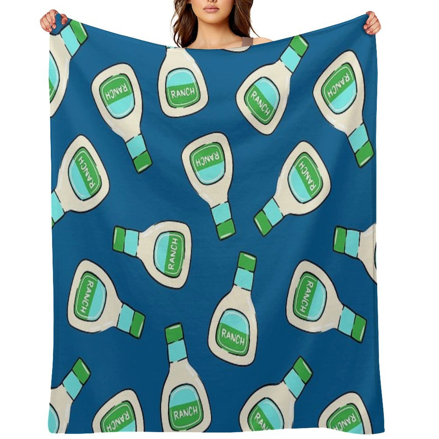 Ranch - Salad Dressing Bottle (blue) Throw Blanket