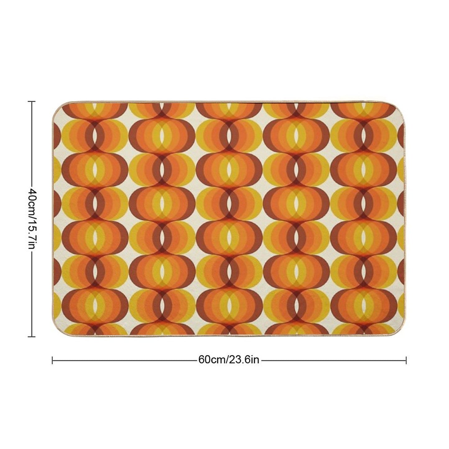 Orange, Brown, And Ivory Retro 1960s Wavy Pattern Bath Mat