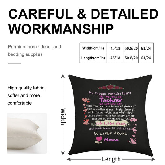 Wonderful Daughter-mother Saying Linen Throw Pillow Cover