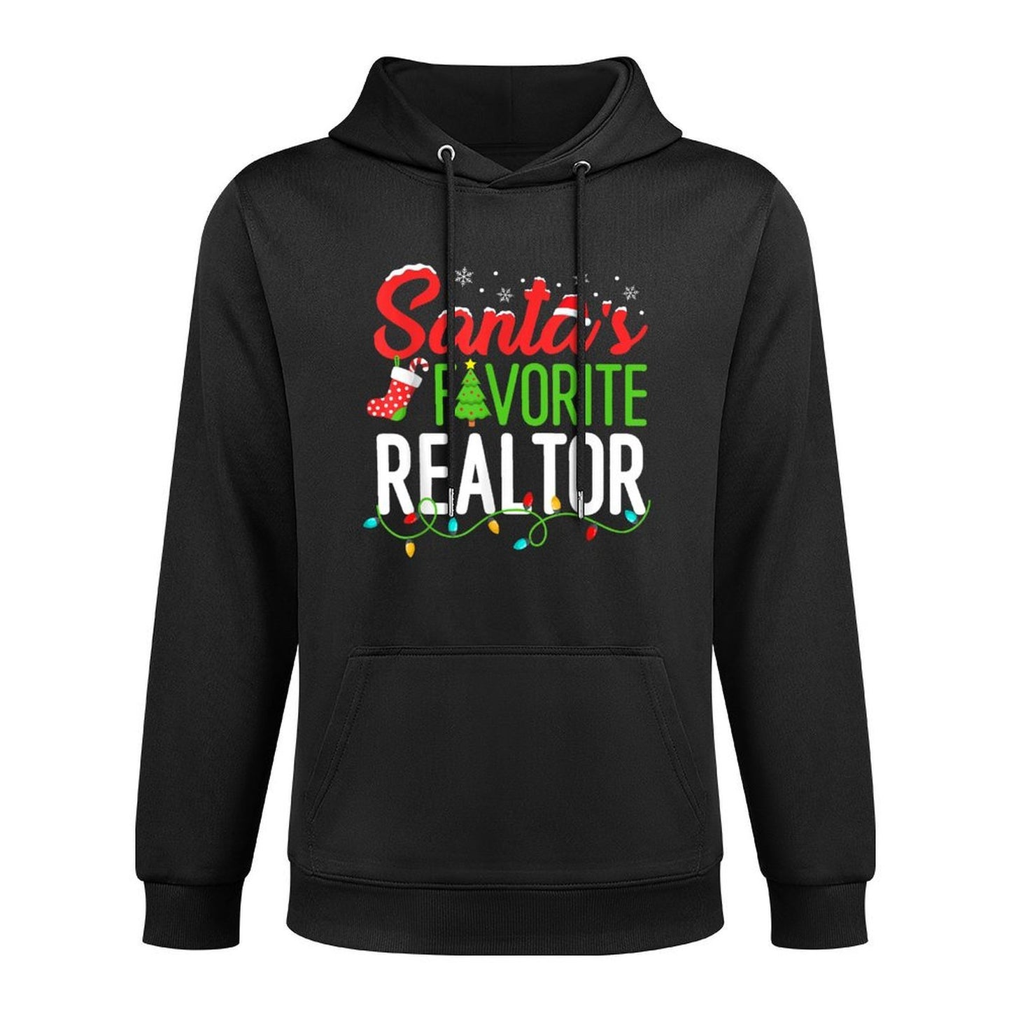 Santas Favorite Realtor Christmas Real Estate Agent Funny Medium-Weight Fabric Hoodie