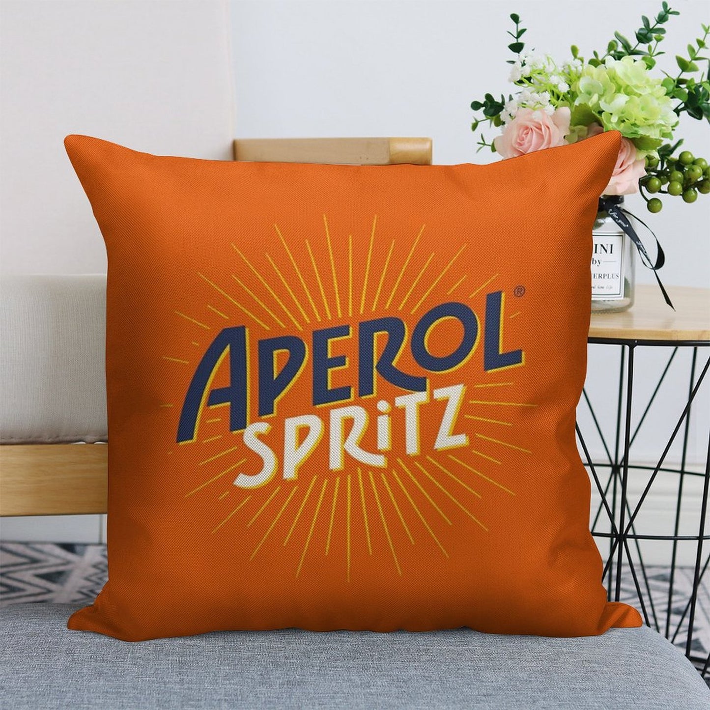 Aperol Spritz Orange Linen Throw Pillow Cover