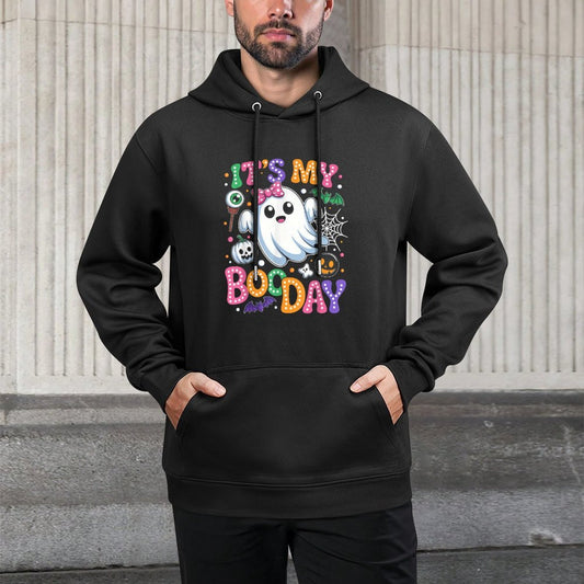 Groovy Its My Boo Day Cute Halloween Birthday Ghost Pink Bow Breathable Fabric Hoodie