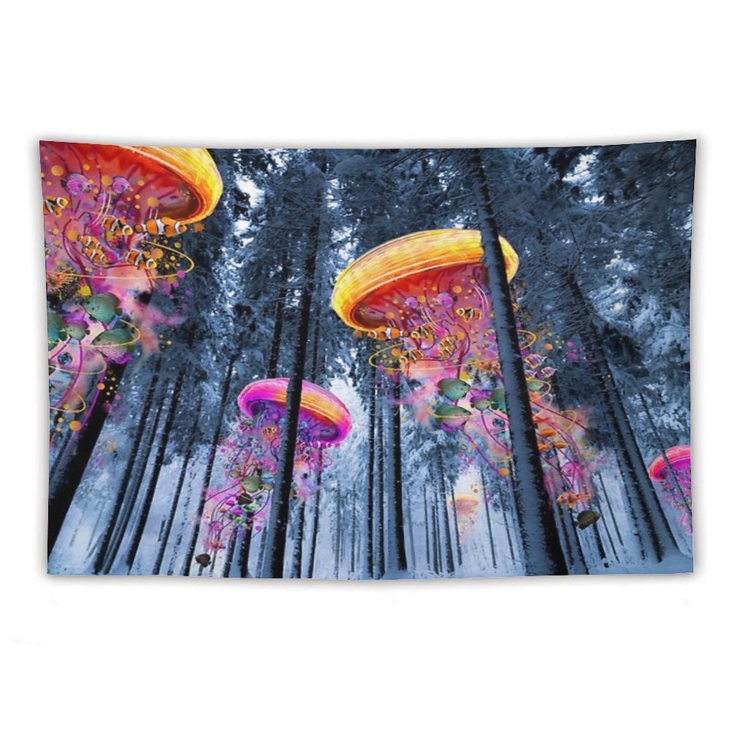 New Winter Forest of Electric Jellyfish Worlds Tapestry