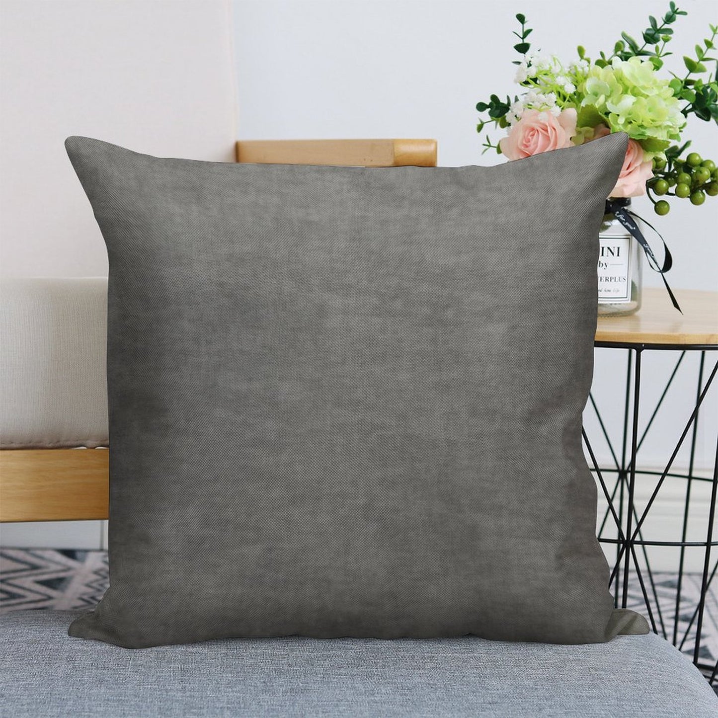 ██ Rough Concrete Gray Linen Throw Pillow Cover