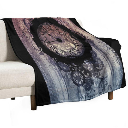 Steampunk Clock Throw Blanket