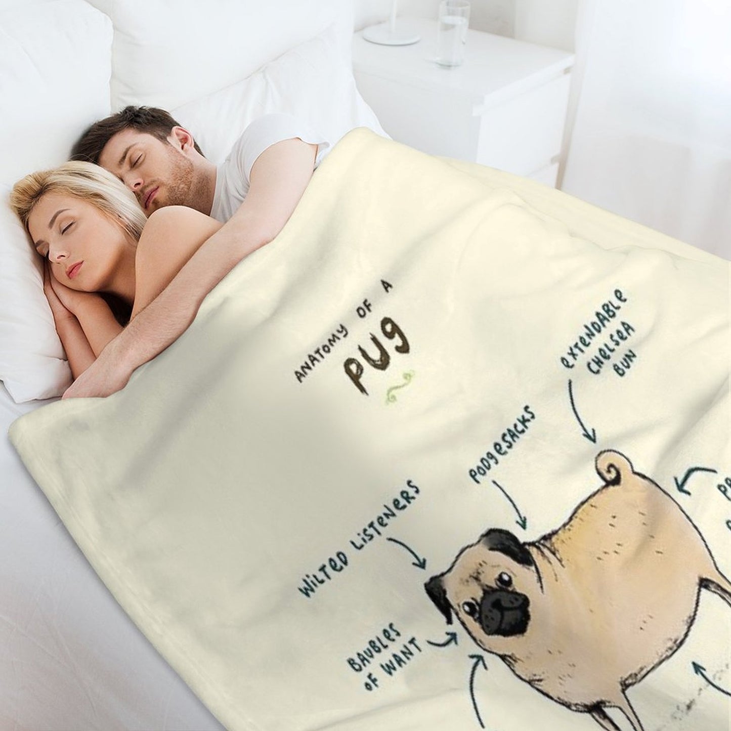 Anatomy of A Pug Throw Blanket