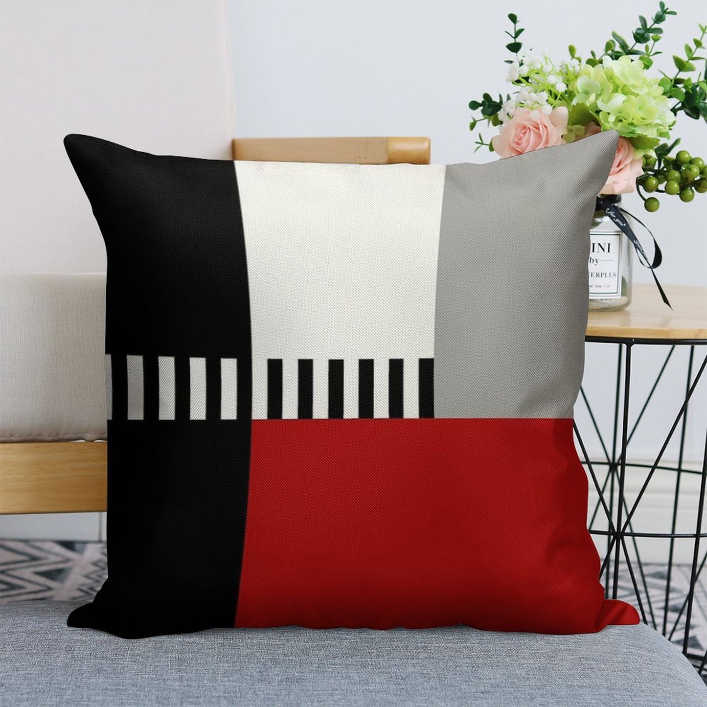 Geometric Pattern Linen Throw Pillow Cover