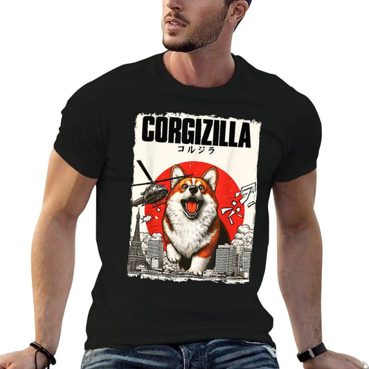 Feline Fashions Cat Apparel.USA CorgiZilla Parody Japanese Art Corgi Dog Mom Dad Unisex Adult T-Shirt
