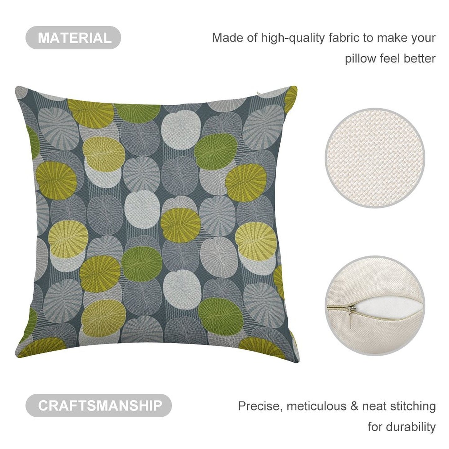 Dickinsonia Lime Linen Throw Pillow Cover