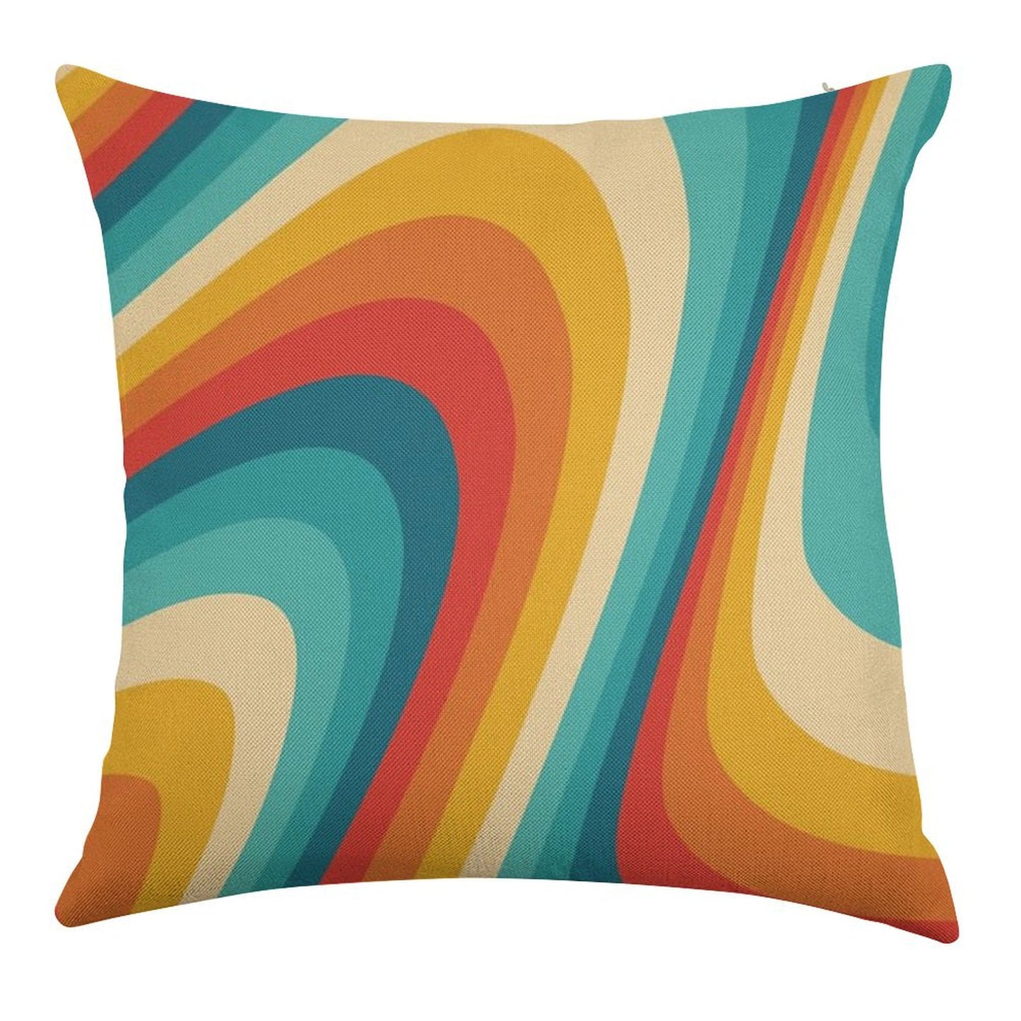 70s Retro Aesthetic Linen Throw Pillow Cover