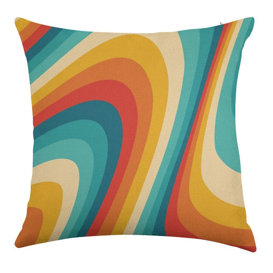 70s Retro Aesthetic Linen Throw Pillow Cover