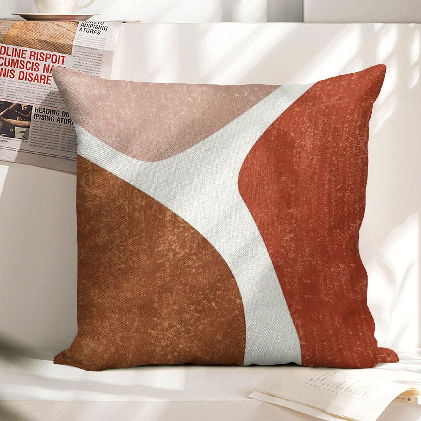 Terracotta Art Print 2 - Terracotta Abstract - Modern, Minimal, Contemporary Abstract - Brown, Beige Linen Throw Pillow Cover