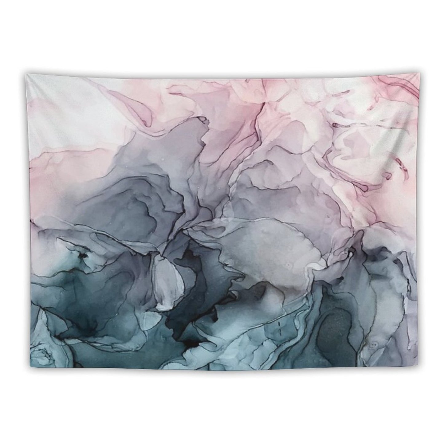 Blush And Payne's Grey Flowing Abstract Painting Tapestry