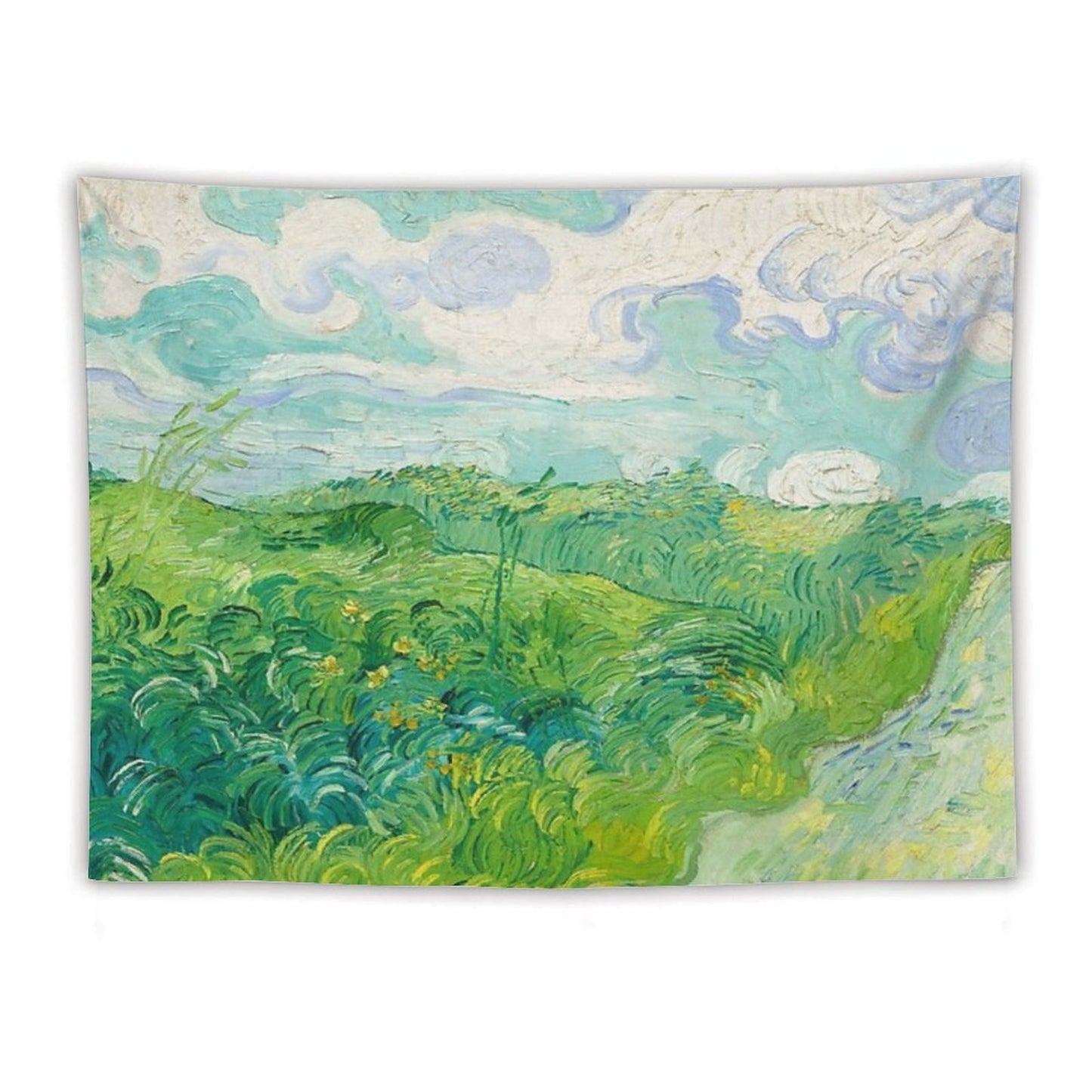 Green Wheat Fields Auvers Van Gogh Fine Art Tapestry
