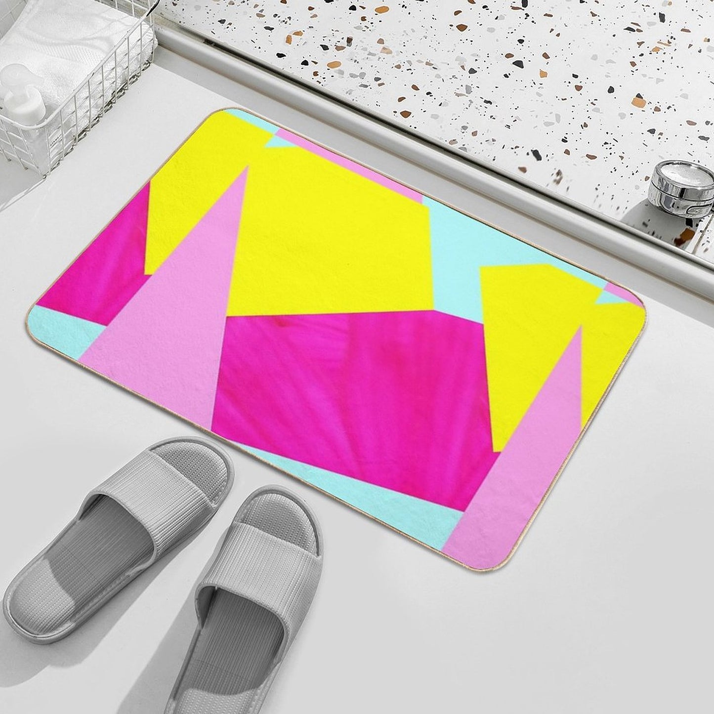 Neon Pastel Color Blocking Bath Mat