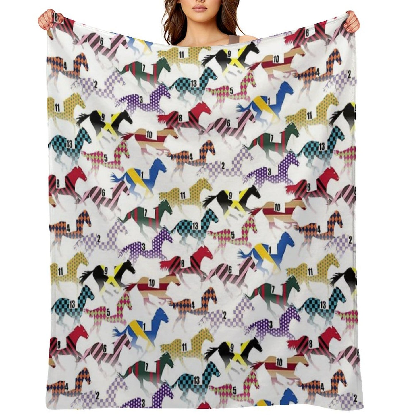 Off to The Horse Races Jockey Silks Pattern Throw Blanket