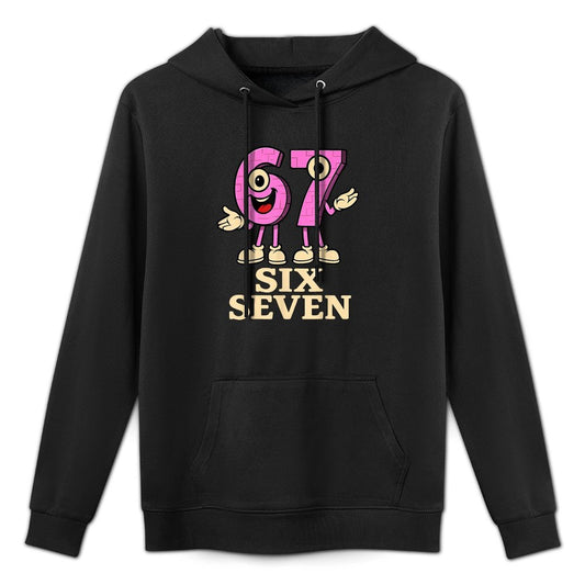 Pink 67 Six Seven 6-7 - Funny Italian Brainrot Kids Gaming Relaxed Fit Hoodie