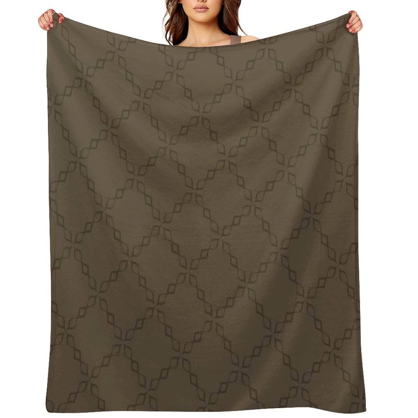 Circle Chain of Gray Mixed with Light Brown Throw Blanket