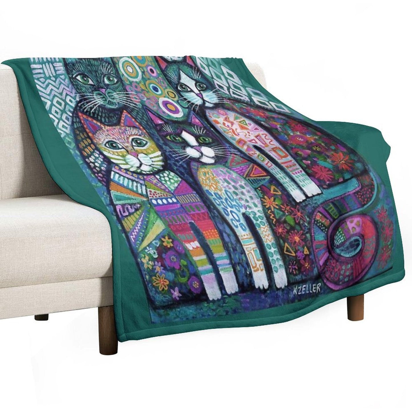 Quirky Cats Throw Blanket