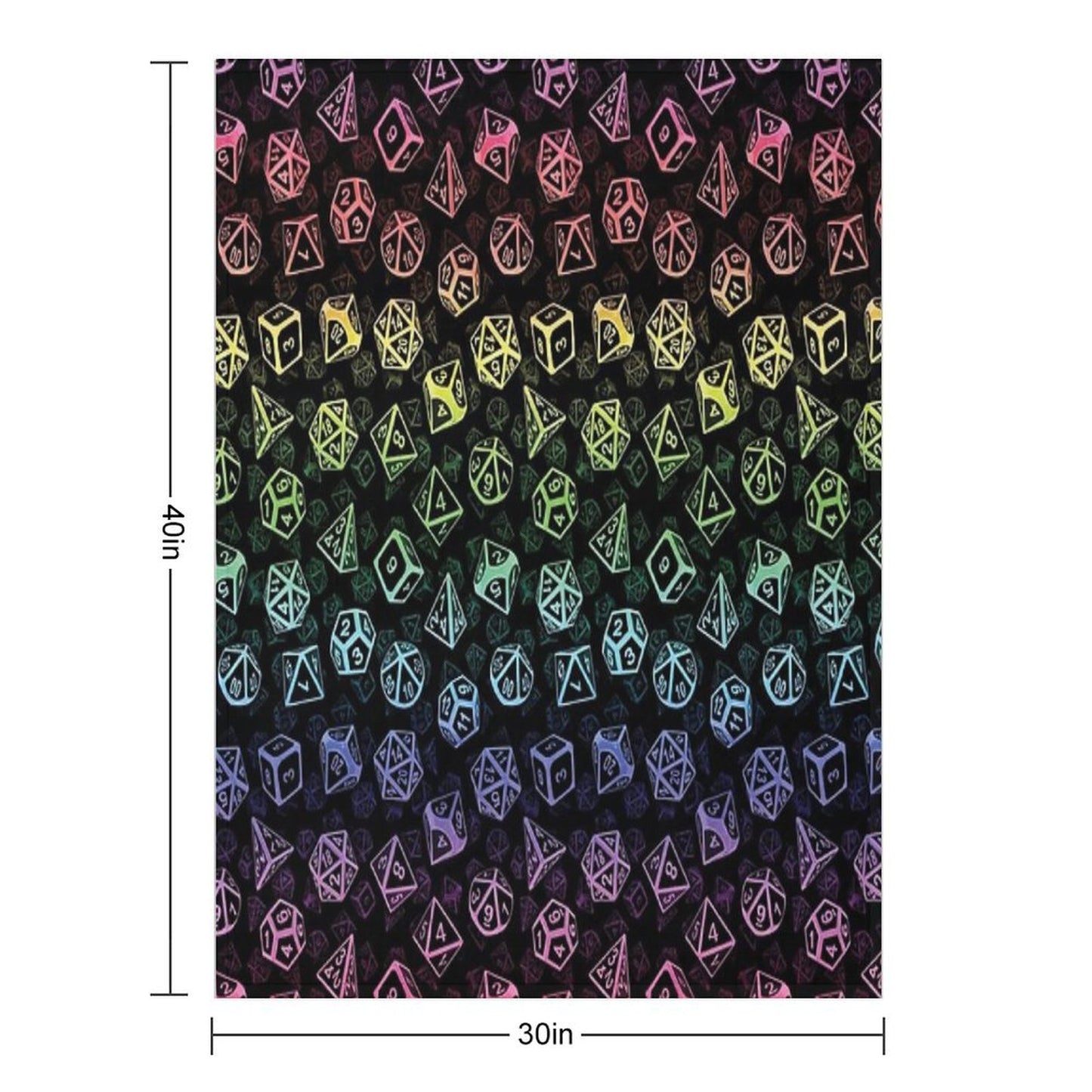 D20 Dice Set Pattern (Rainbow) Throw Blanket