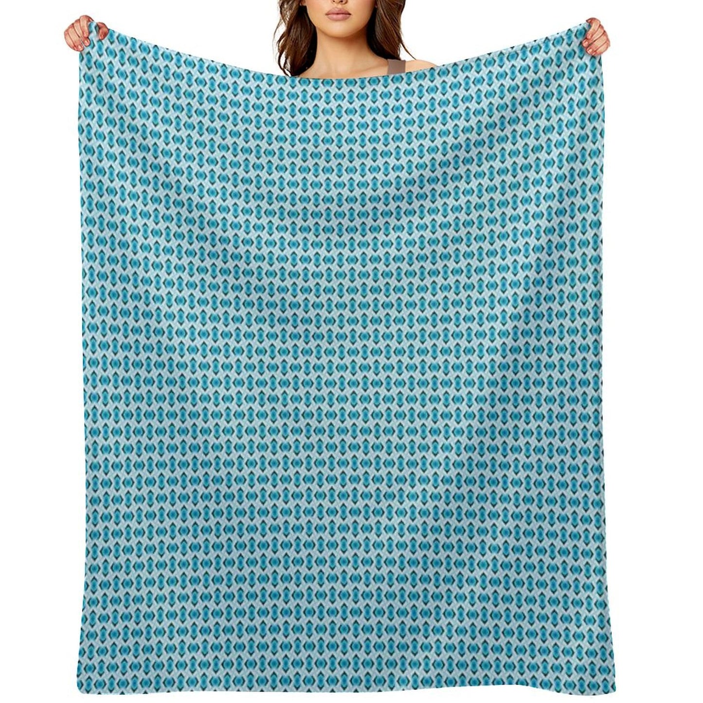 Overlapping Aqua Blue Diamonds Throw Blanket