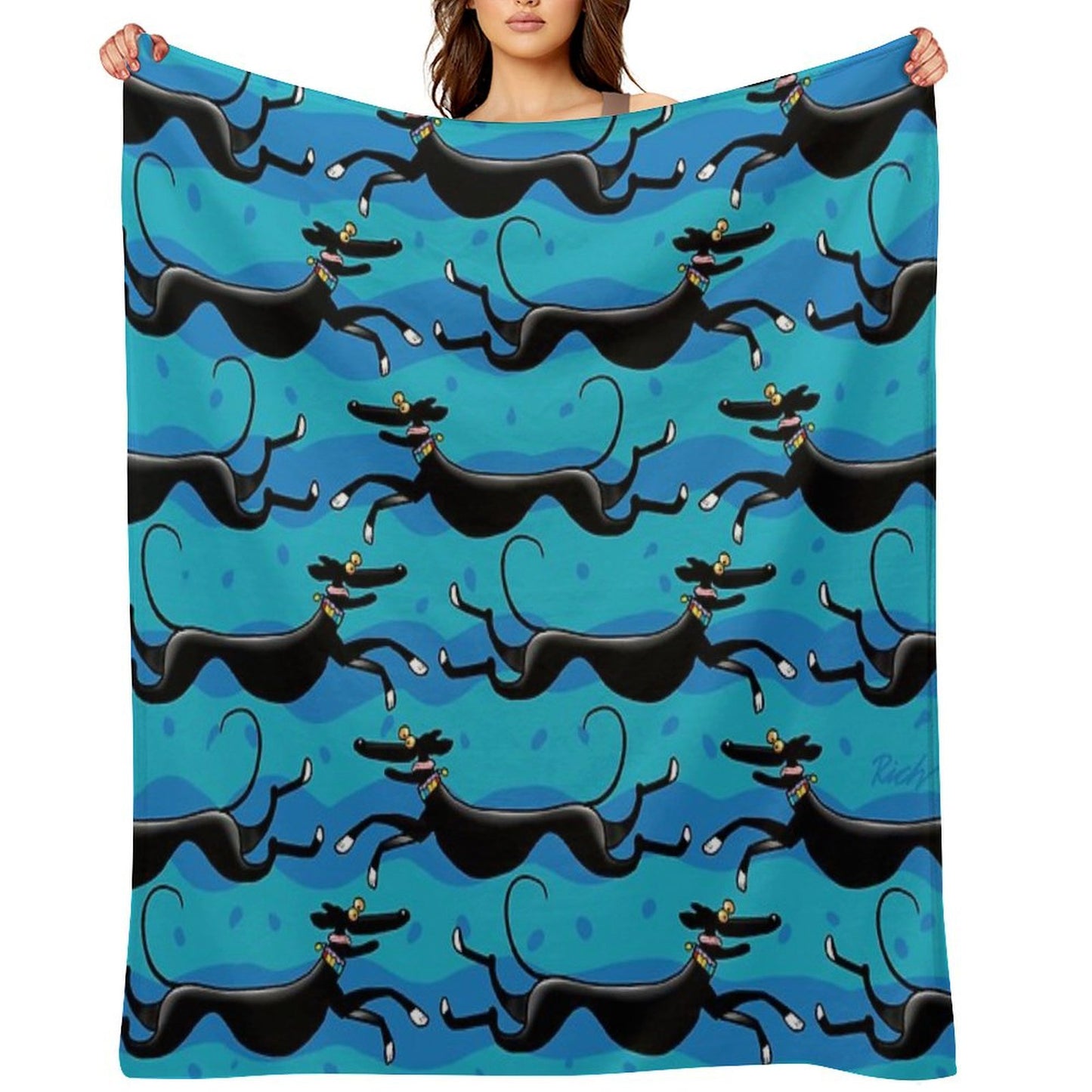 Blue Zoomies Pattern Throw Blanket