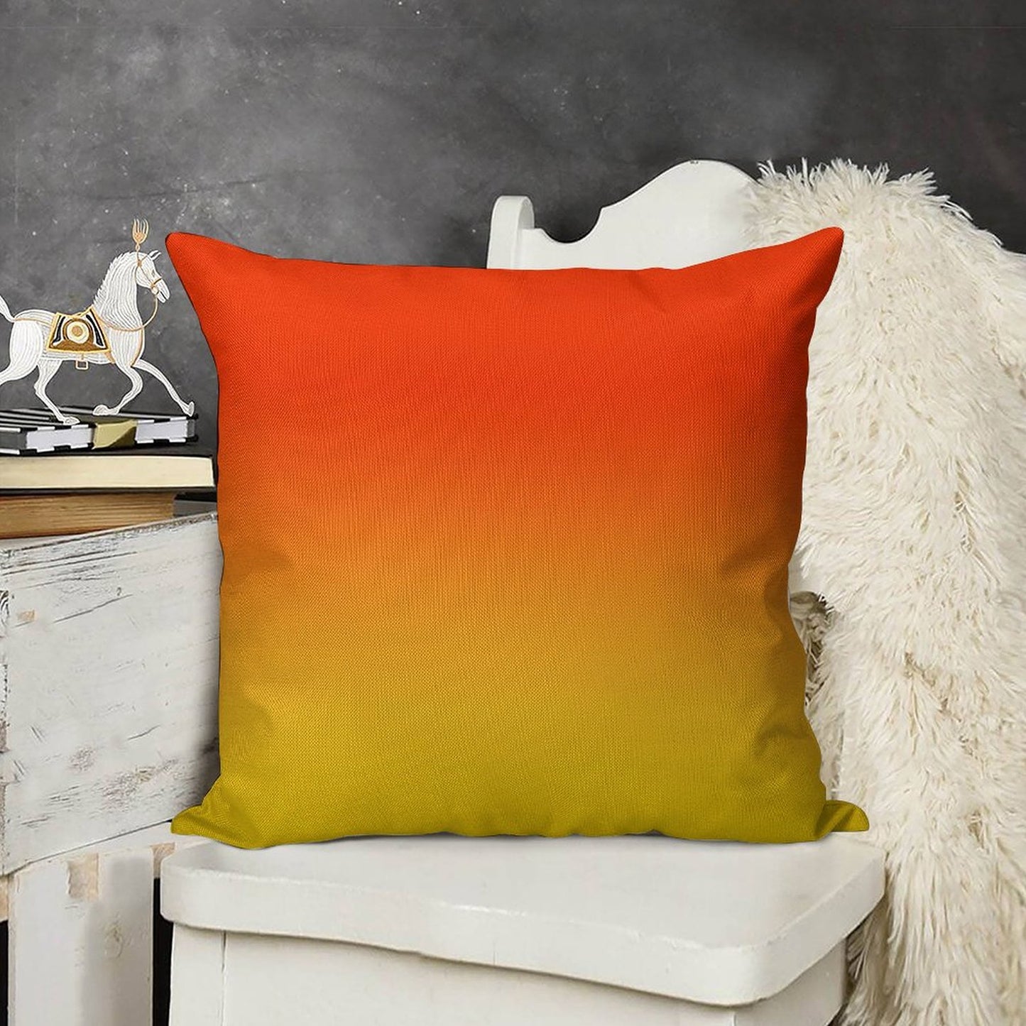 OMBRE GRADIENT ORANGE RED AND YELLOW ONE OF 100 CHIC OMBRE 2 TONE DESIGNS ON OZCUSHIONS Linen Throw Pillow Cover