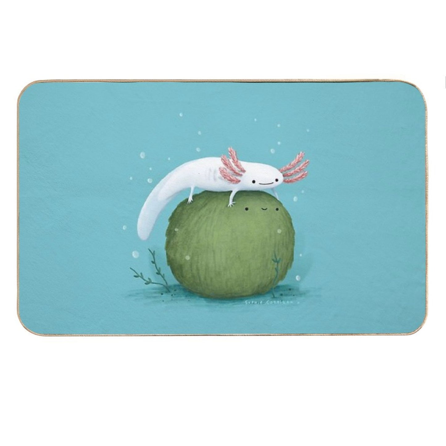 Axolotl on A Mossball Bath Mat