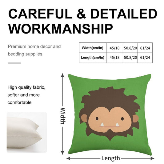 Sneaky Sasquatch Big Head Linen Throw Pillow Cover