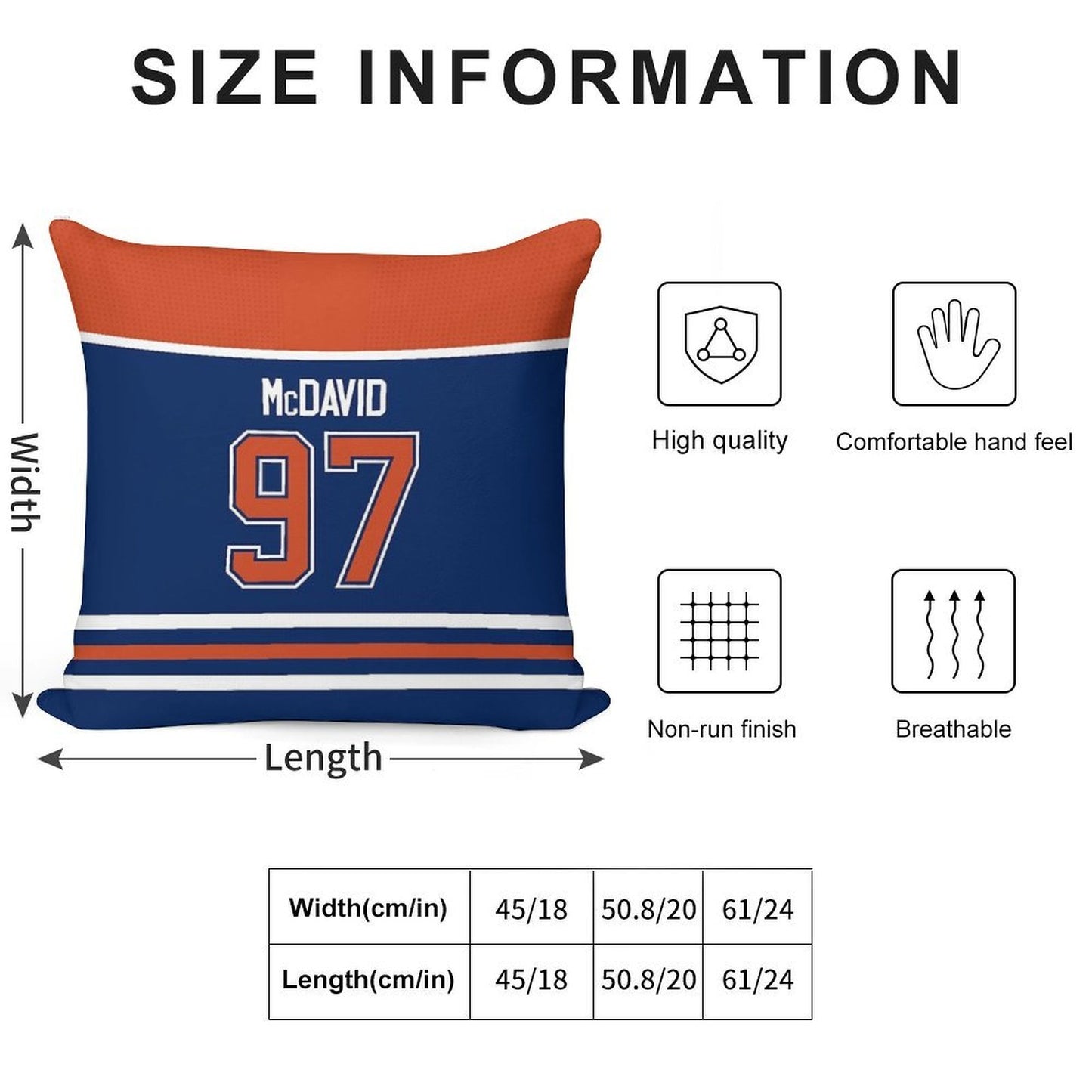 Edmonton Oilers Connor McDavid Home Jersey Back Phone Case Soft Fade-Resistant Throw Pillow
