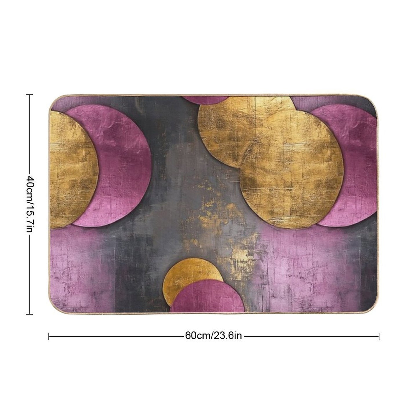 Vintage Geometric Circles – Abstract Gold & Teal Ar Repositionable Bath Mat