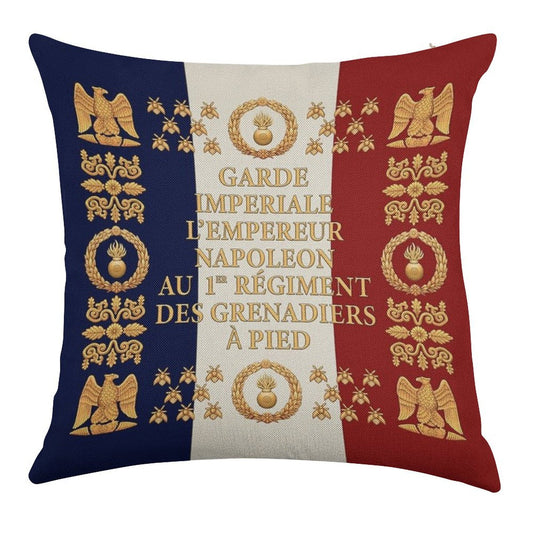 Napoleonic French 1er Garde Imperiale Flag Linen Throw Pillow Cover