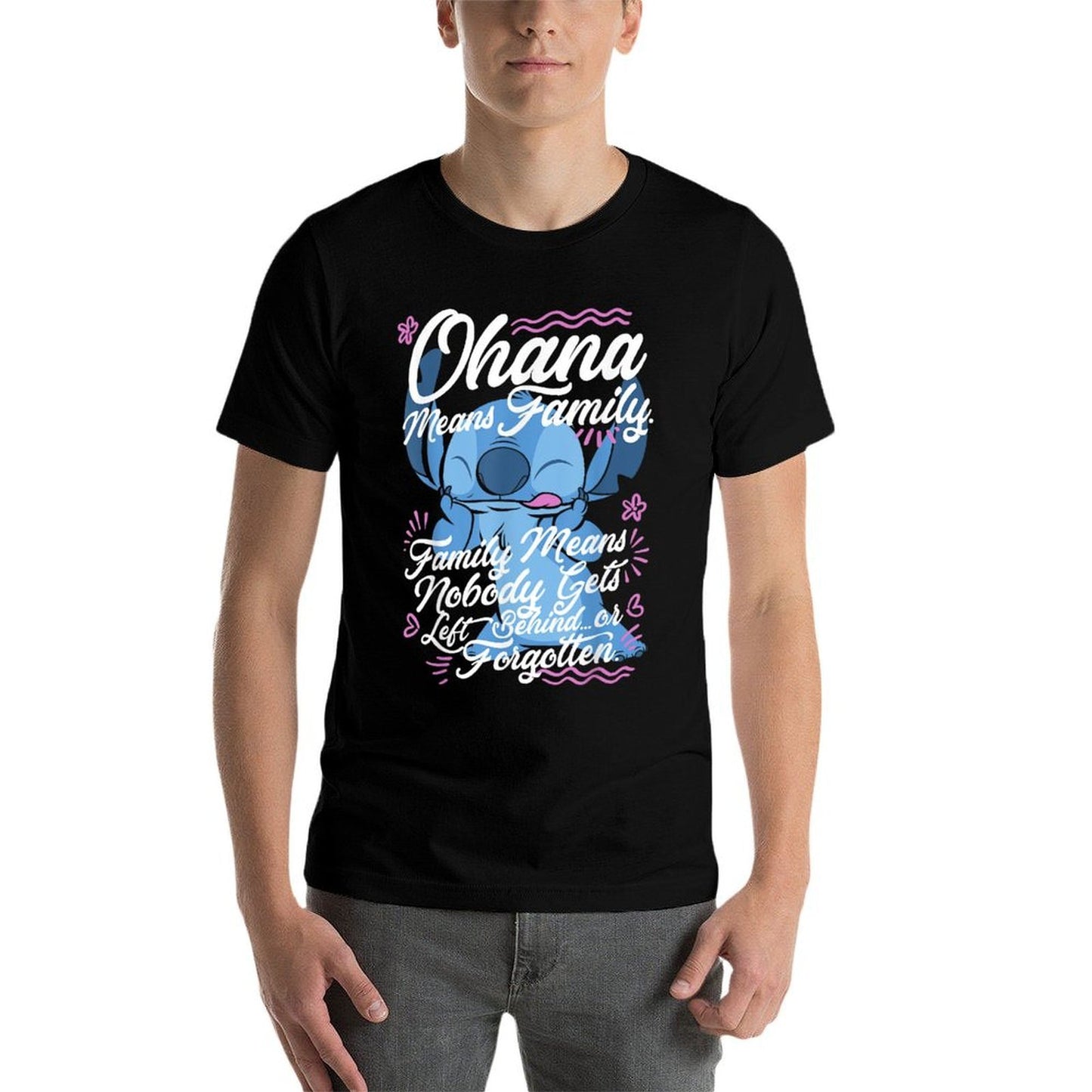 Disney Lilo Stitch Stitch Day Ohana Means Family Ribbed Collar T-Shirt