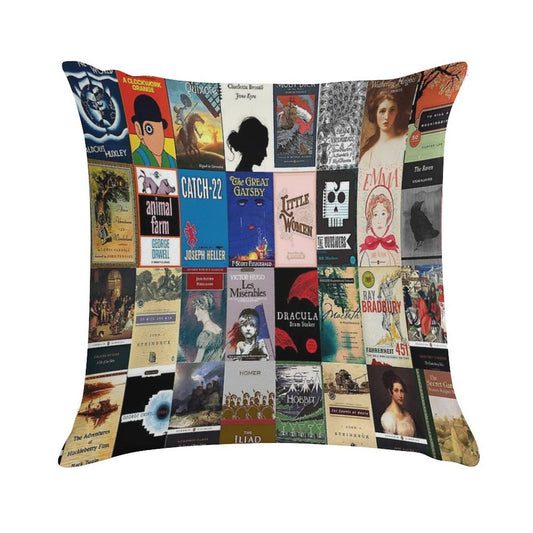Classic Literature Book Covers Soft Warmth Comfort Throw Pillow