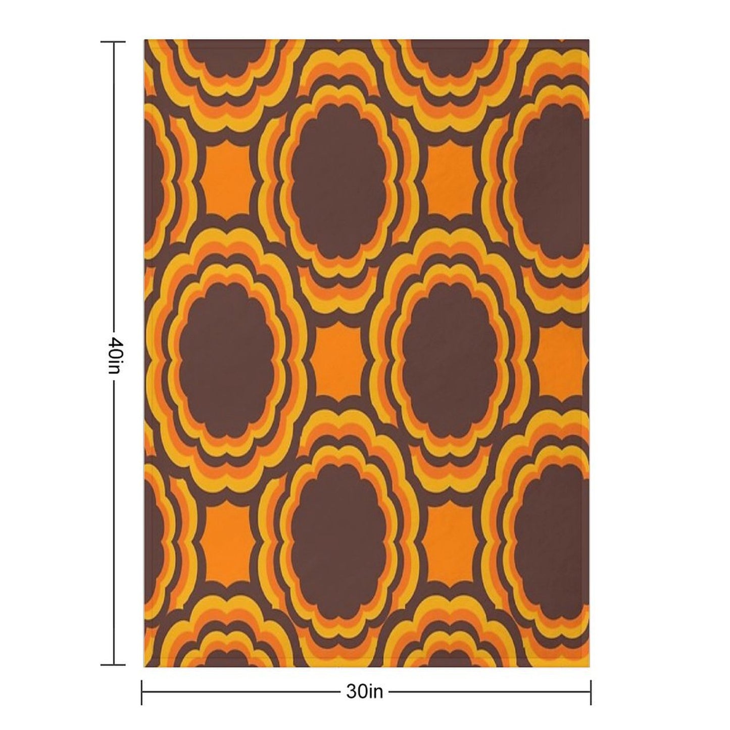 Retro 70s Classic Colors Big Sacred Flower Seamless Repeat Pattern Print Throw Blanket