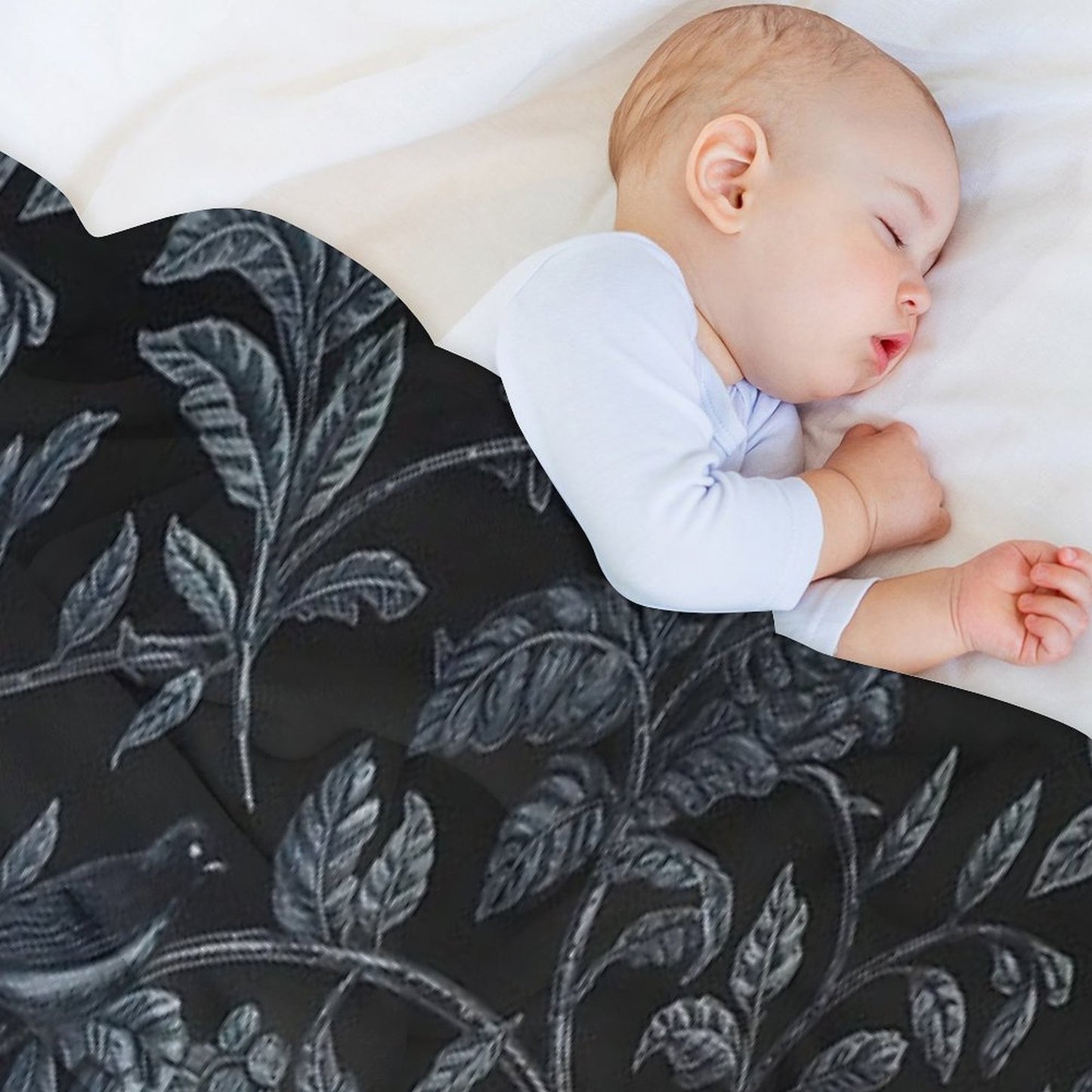 Medieval Floral Raven Throw Blanket