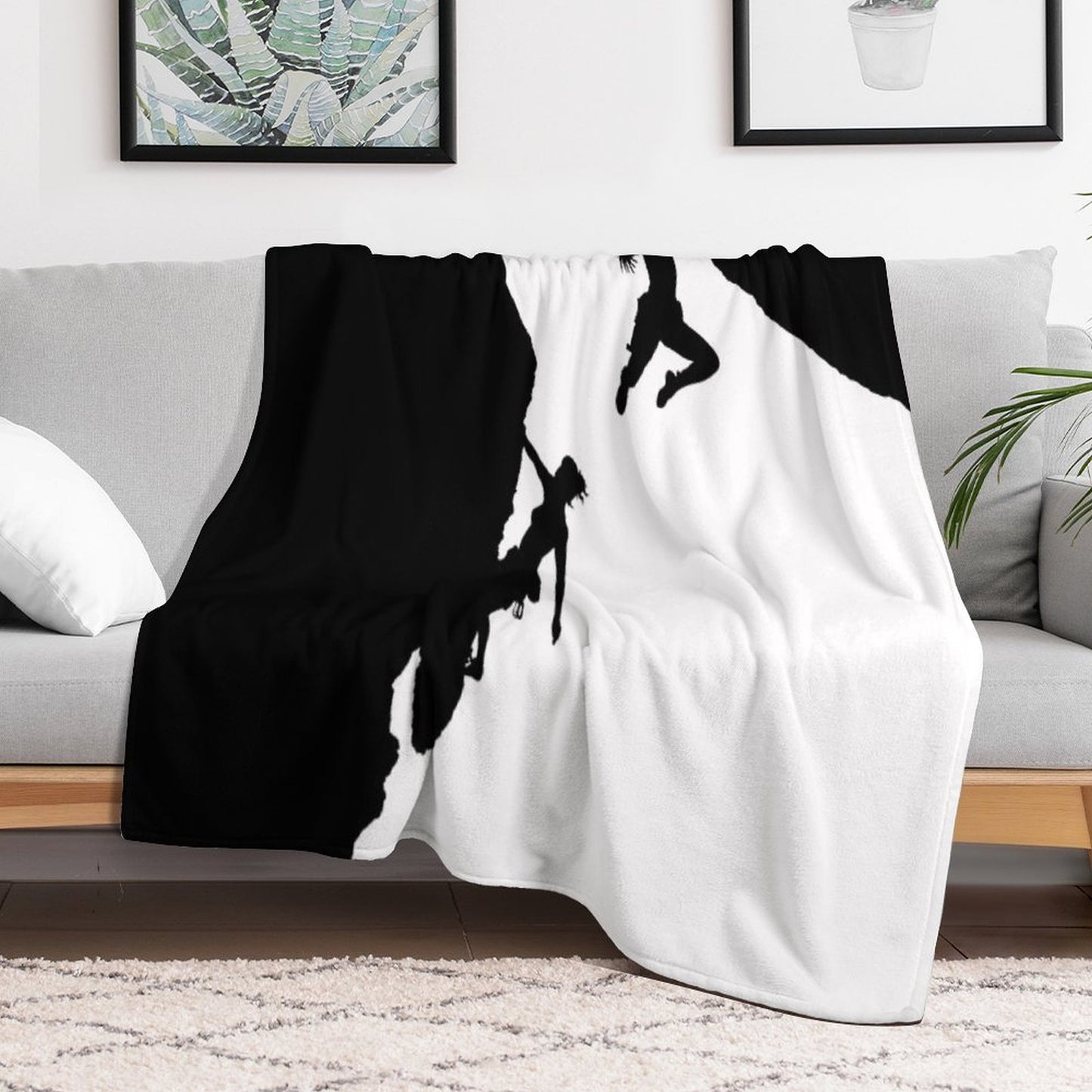 Women Rock Climbing Throw Blanket