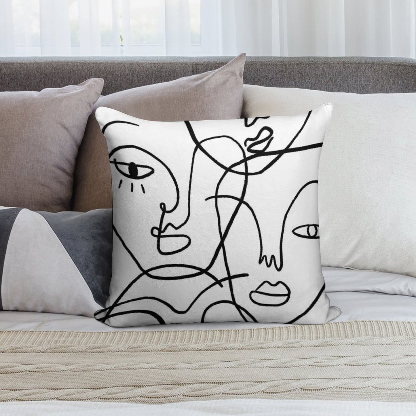 Abstract Faces Soft Easy Maintenance Throw Pillow