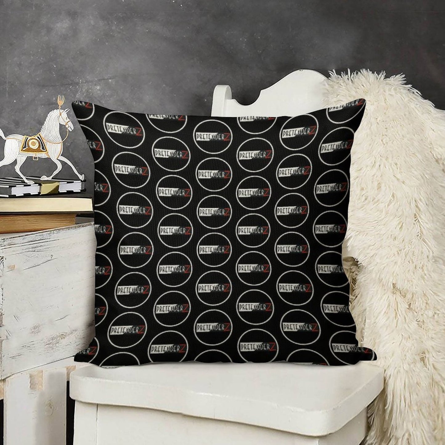 The Pretenderz - White Circle Linen Throw Pillow Cover