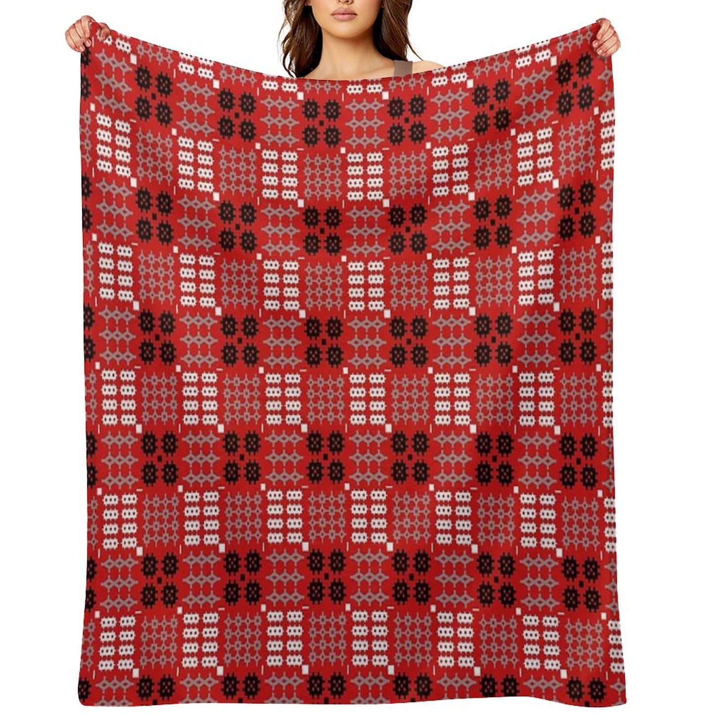 Welsh Design, Carthen Cymraeg, Cymreig (red) (Printed Image - Not Real Tapestry) Throw Blanket