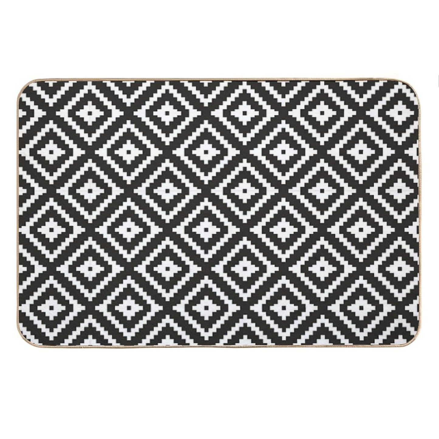 Aztec - White on Black Bath Mat