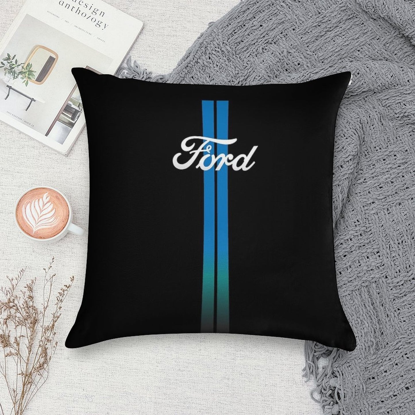Retro Ford Stripes Soft Shrink-Resistant Throw Pillow
