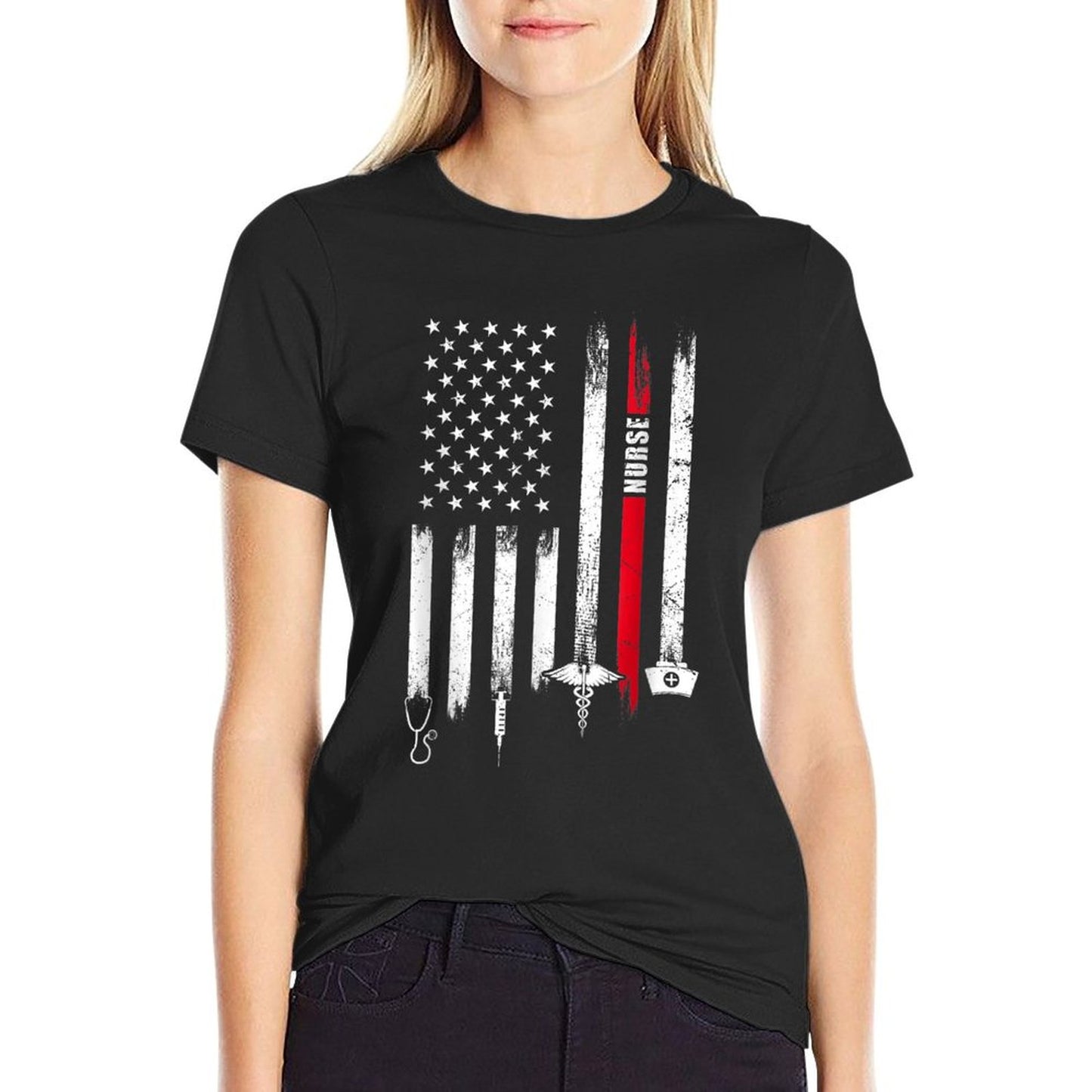 Funny American Flag Nurse Day Gift Idea T-Shirt