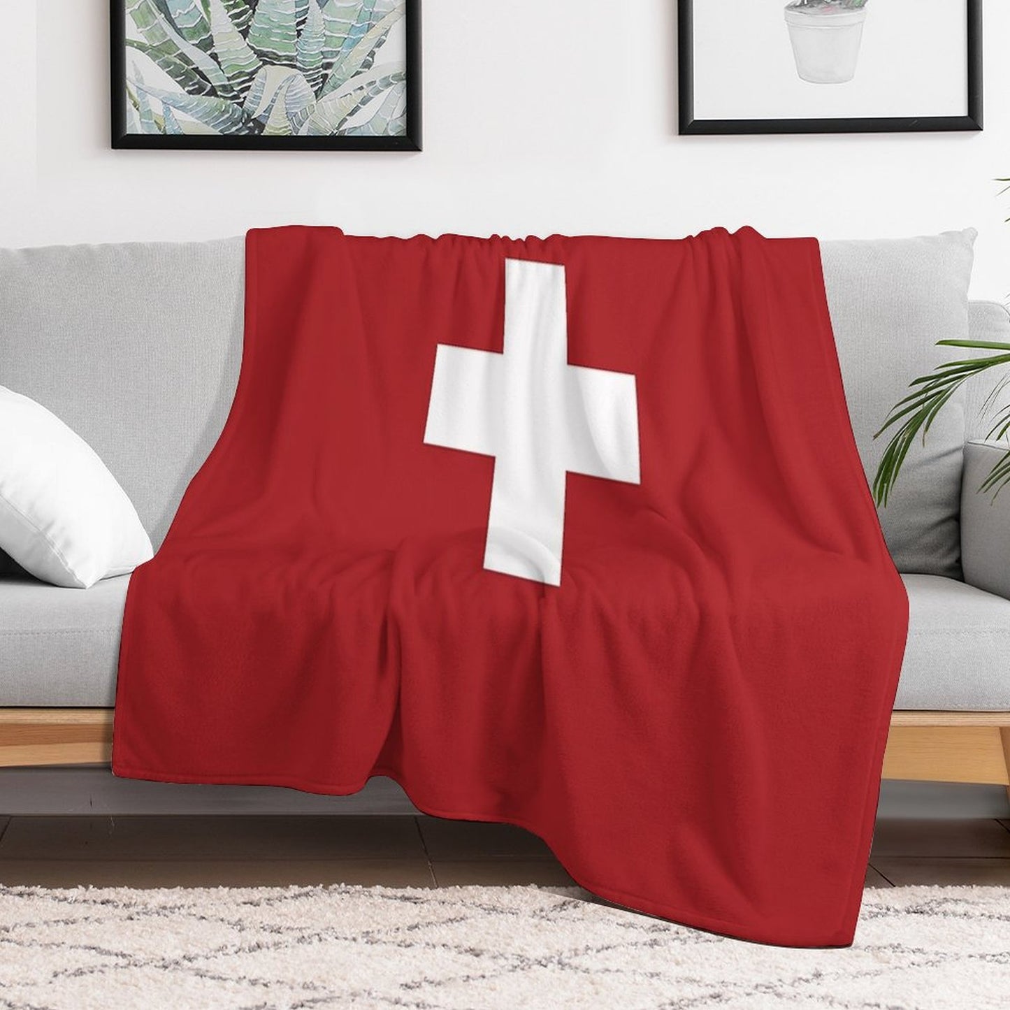 Swiss Cross Red Throw Blanket