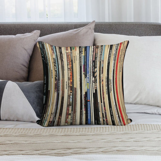 Classic Rock Vinyl Records Soft Easy Maintenance Throw Pillow