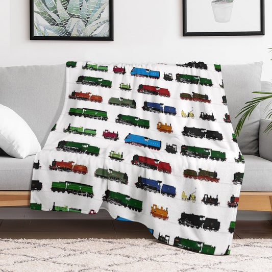 Iconic British Steam Trains Throw Blanket