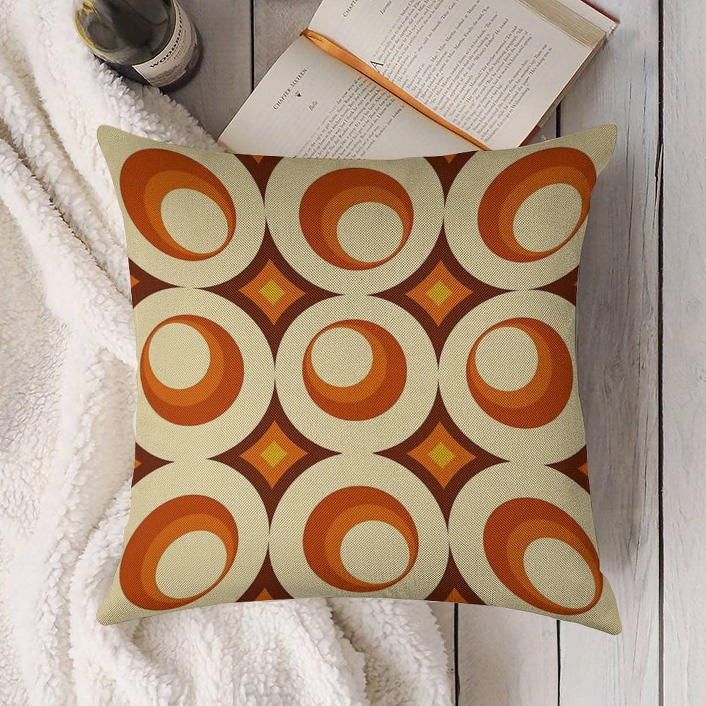 Mid-Century Modern 3 Crescent Linen Throw Pillow Cover